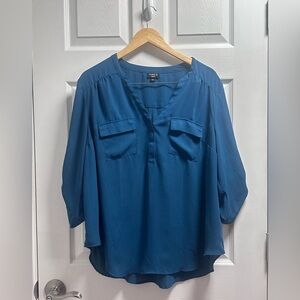 torrid Blue V-Neck Pocket Blouse